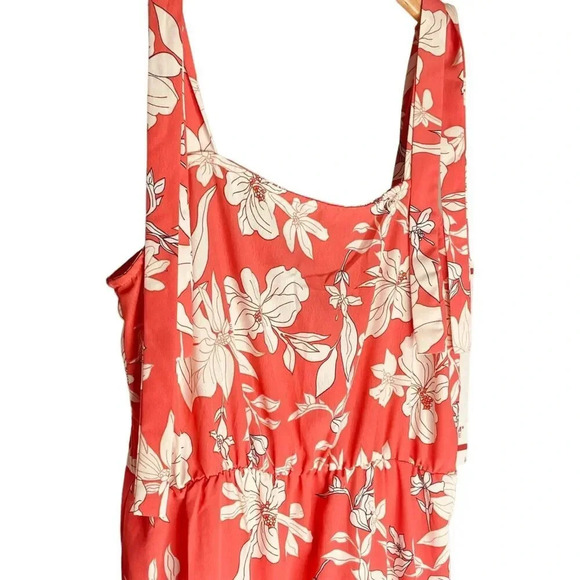 Social Standard by Sanctuary Women's Coral & White Tropical Floral Smocked Dress - Picture 5 of 12